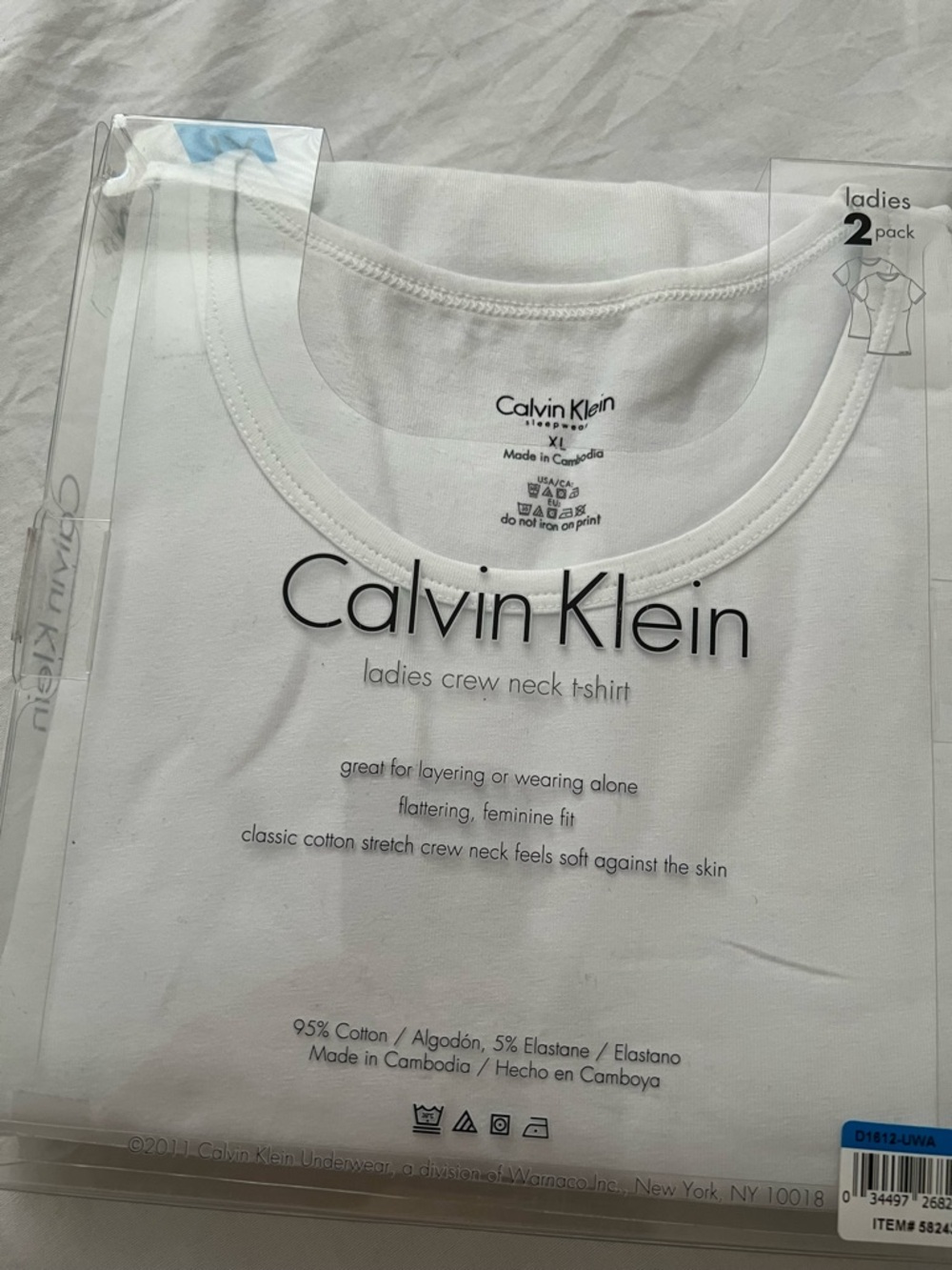 Calvin Klein Women's two Crew Neck T-Shirt - White-light cray